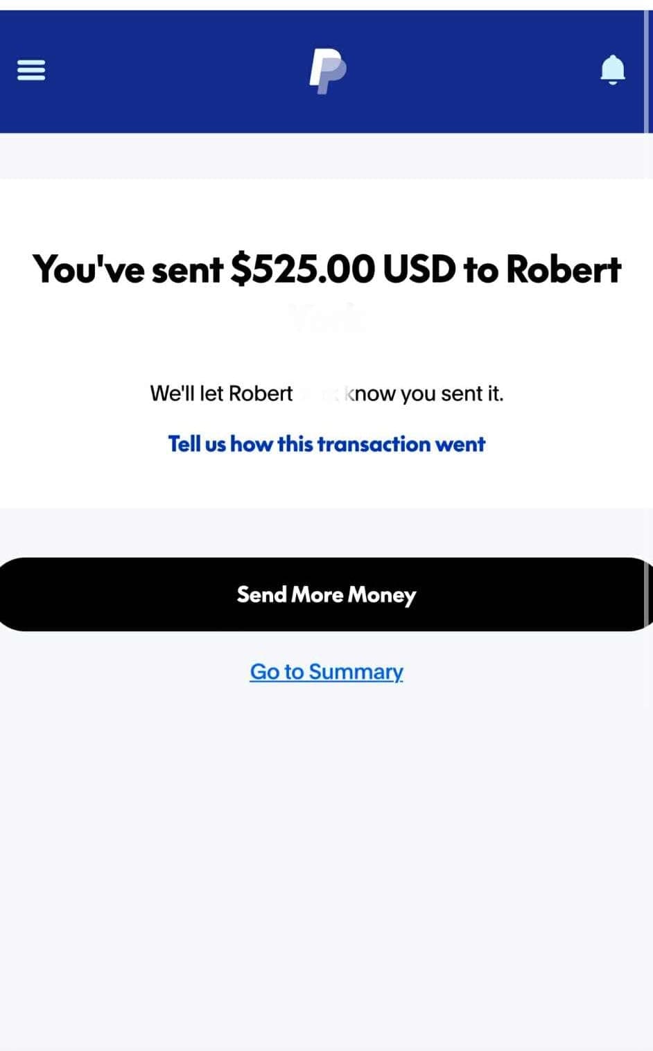 PayPal • $525 sent